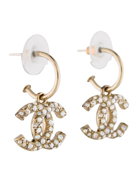 chanel cc crystal drop earrings|Chanel earrings therealreal.